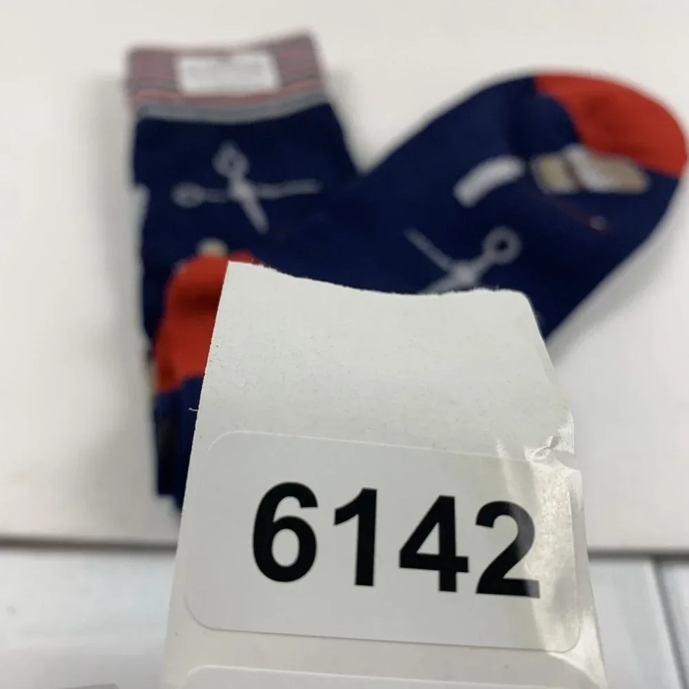 Bespoke Casual Socks Men One Size Blue/Red Polyester Blend Stretch Printed S6142